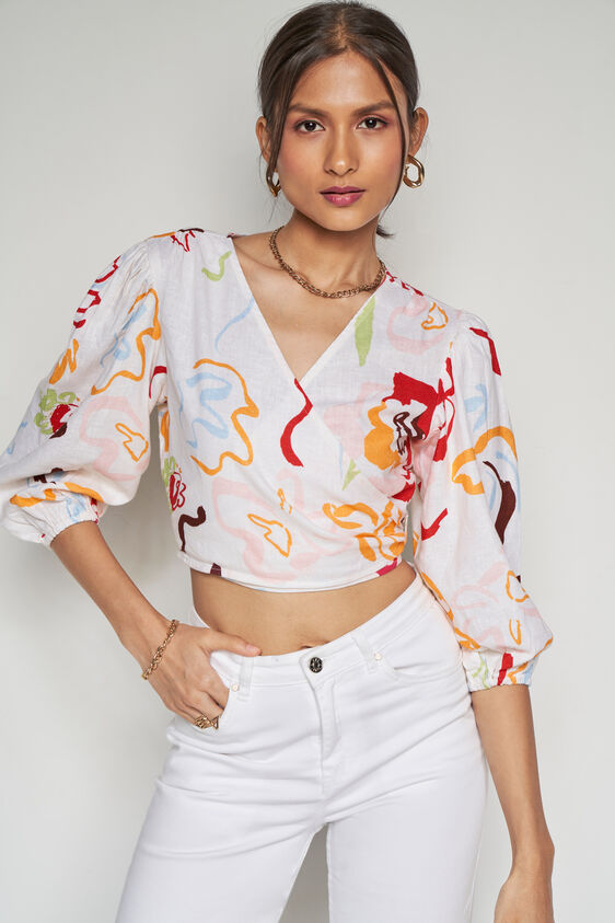 Graphic Straight Top, White, image 1